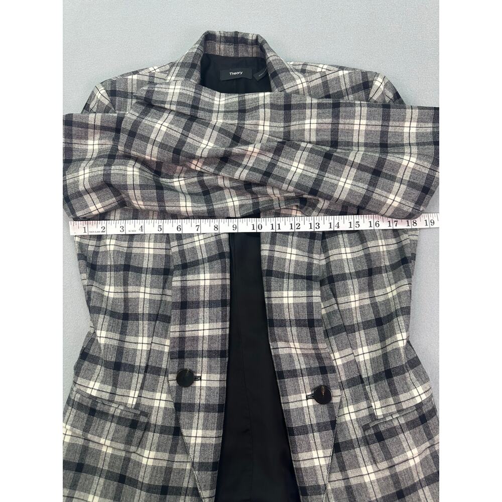 Theory Yukon Flannel Double Breasted Plaid Wool Blazer Jacket Size 6 - Picture 7 of 10